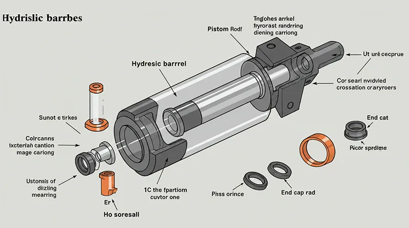 Dessin des composants du vérin hydraulique
